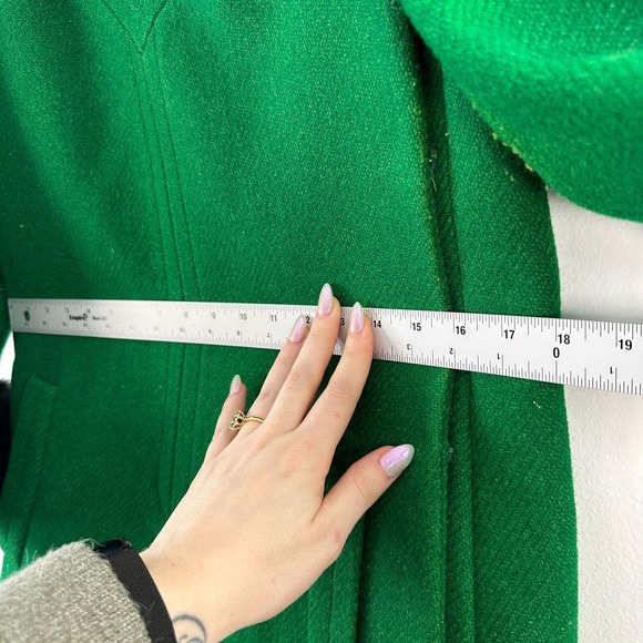 Black Fur Collar Cuff Green Modern Deb Coat 1960s Womans Small - Picture 16 of 16